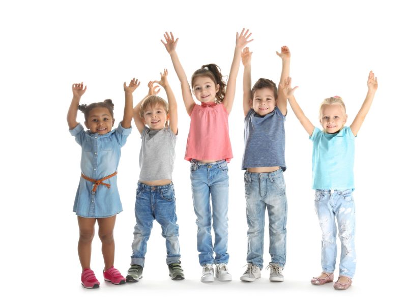 Cute little children on white background